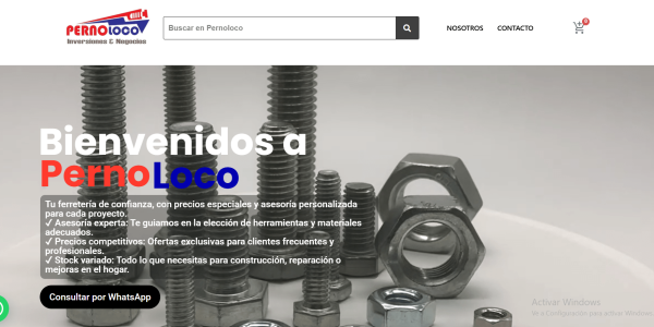 Página web desarrollada por BCP Consulting para ferretería con asesoría personalizada, ventas online y catálogo de herramientas