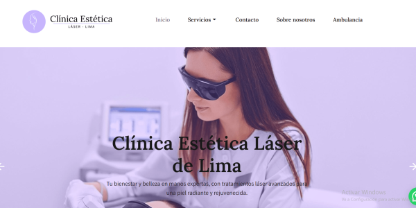 Página web desarrollada por BCP Consulting para clínica estética especializada en tratamientos láser y rejuvenecimiento facial en Lima