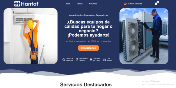 Página web desarrollada por BCP Consulting para empresa de aire acondicionado, mantenimiento y servicios técnicos en Lima