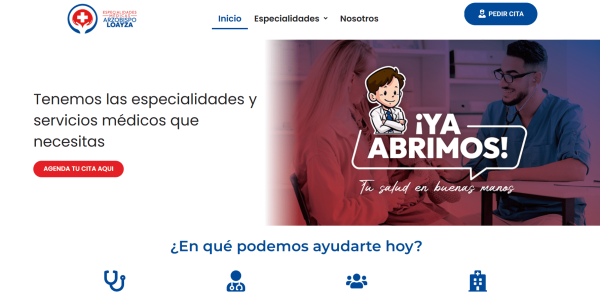 Página web desarrollada por BCP Consulting para centro médico con sistema de reservas online y especialidades médicas en Perú